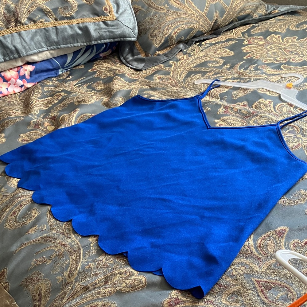 Vibrant Blue Scalloped Hem Cami Top Size XL